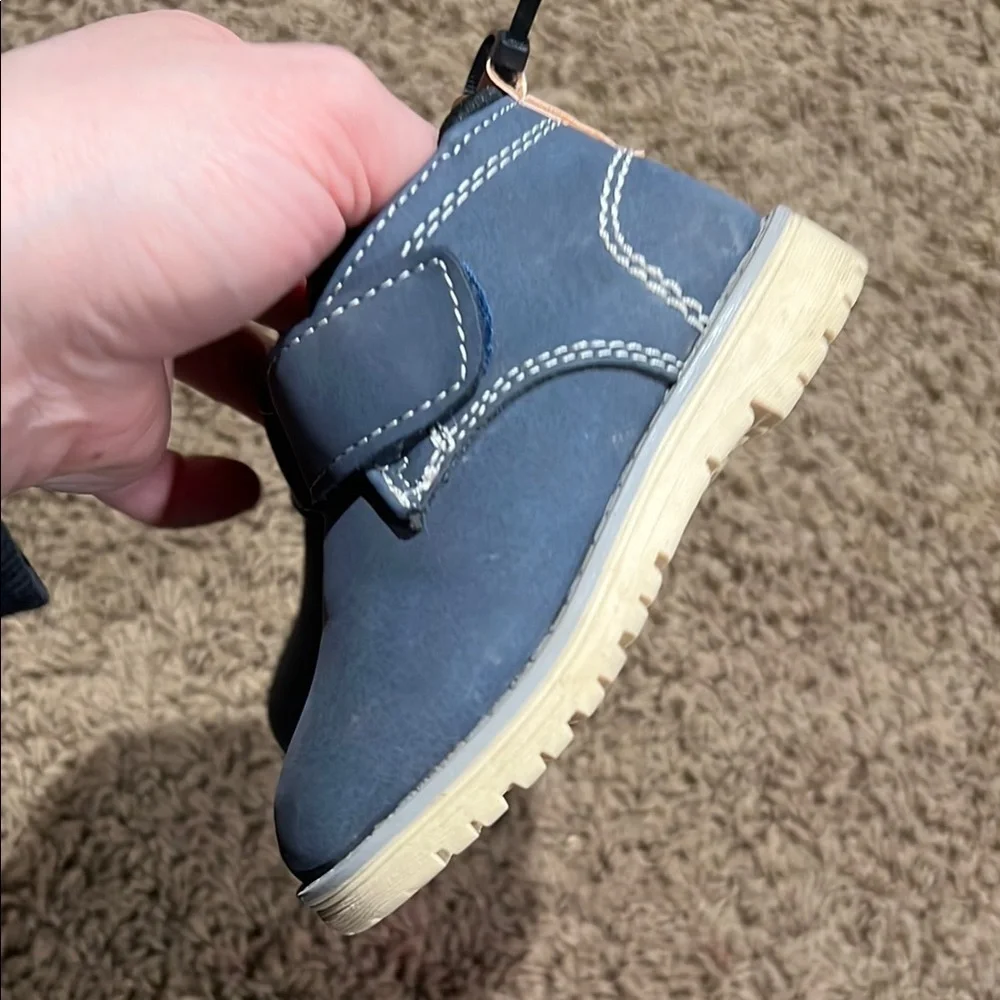 Blue Casual Boots with Velcro Closure and Soft Material